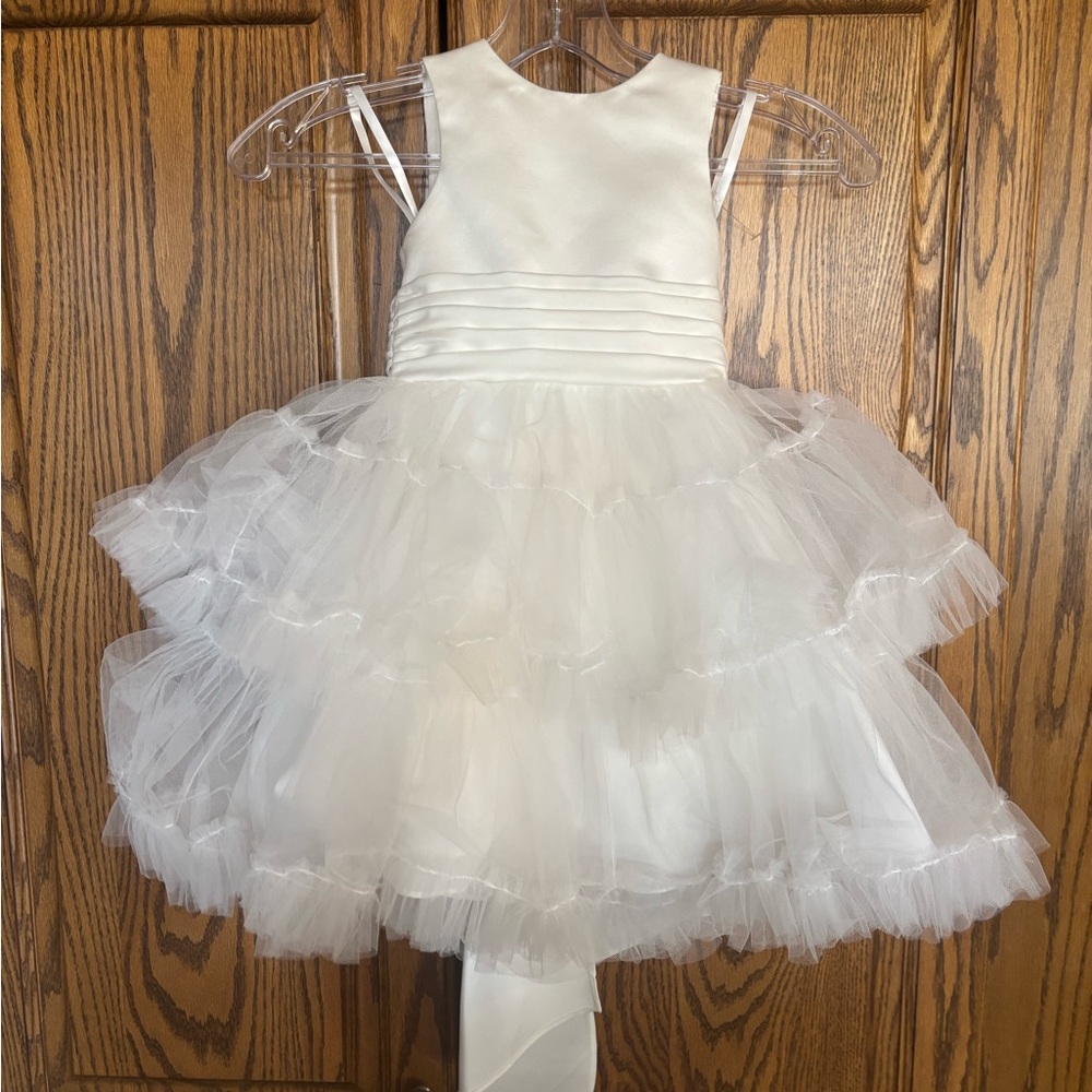 Jasmine White Layered Tulle flower girls Dress size 2